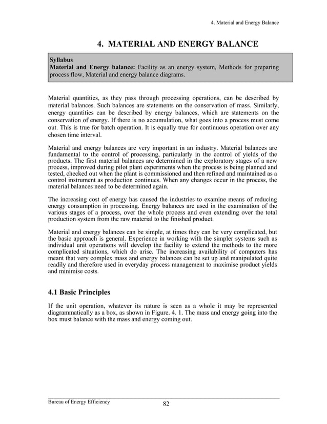 Material and energy balance PDF