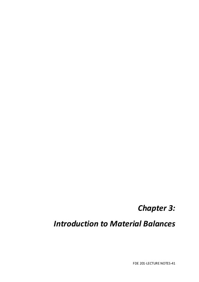 Material and Energy Balance
