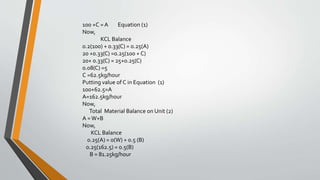 Material balance for multiple units without chemical equation | PPTX
