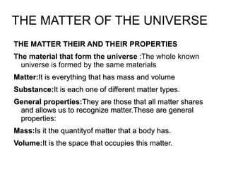 THE MATTER OF THE UNIVERSE ,[object Object]