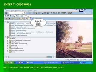 Comprehensive Guide to Material Code Creation Using SAP MM01 T-Code | PPT