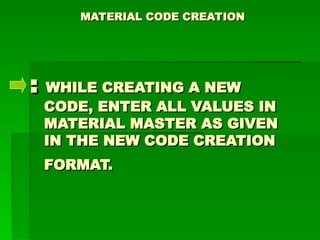Comprehensive Guide to Material Code Creation Using SAP MM01 T-Code | PPT