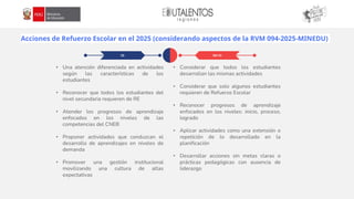 Acciones de Refuerzo Escolar en el 2025 (considerando aspectos de la RVM 094-2025-MINEDU)
 