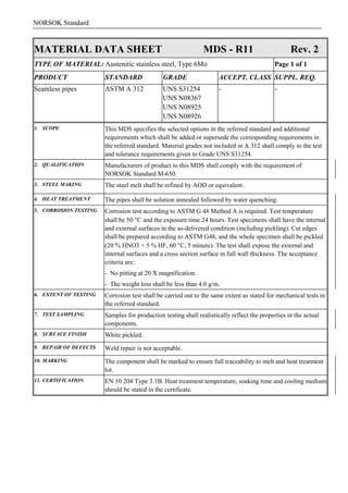 Seamless R11 Material data sheet piping | PDF