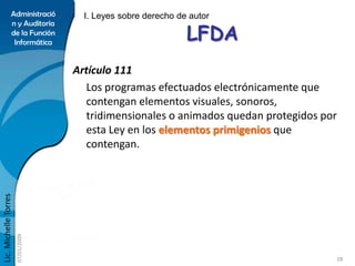 Administració        I. Leyes sobre derecho de autor

                                                               LFDA
...