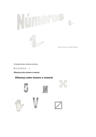 O conjunto dos números naturais

{0, 1, 2, 3, 4, 5, 6, . . . }

Diferença entre número e numeral.
 