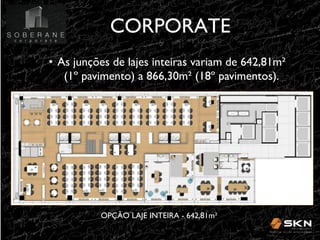 CORPORATE
!
•! As junções de lajes inteiras variam de 642,81m"
(1º pavimento) a 866,30m" (18º pavimentos). !

OPÇÃO LAJE INTEIRA - 642,81m" !

 