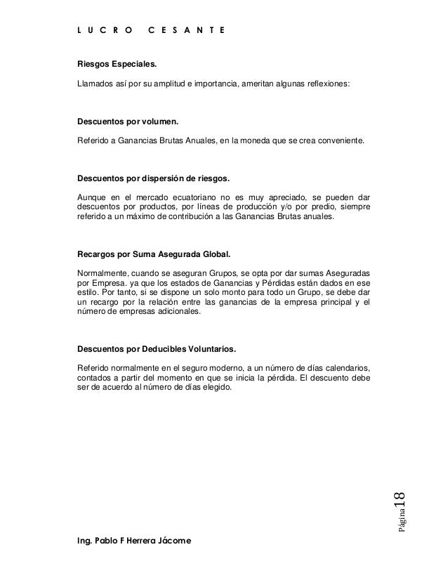 El Seguro De Lucro Cesante