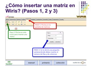 ¿Cómo insertar una matriz en Wiris? (Pasos 1, 2 y 3) 