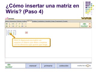 ¿Cómo insertar una matriz en Wiris? (Paso 4) 