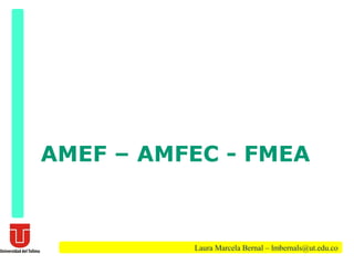 AMEF – AMFEC - FMEA

Laura Marcela Bernal – lmbernals@ut.edu.co

 