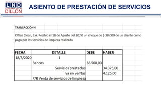 ASIENTO DE PRESTACIÓN DE SERVICIOS
 