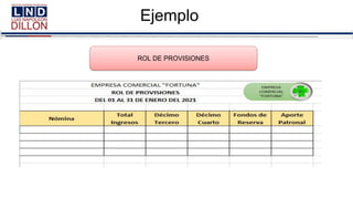 Ejemplo
ROL DE PROVISIONES
 