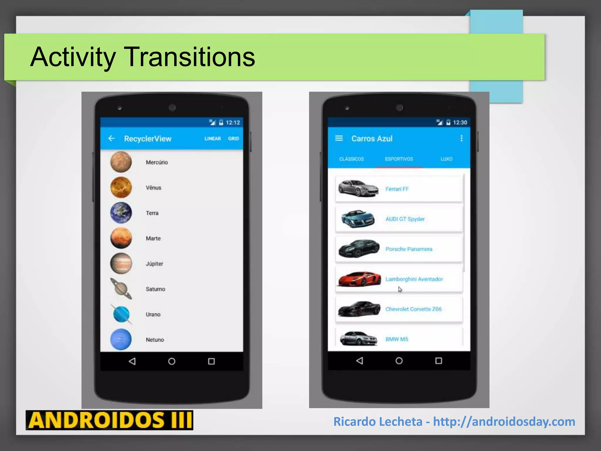 Activity Transitions
Ricardo Lecheta - http://androidosday.com
 