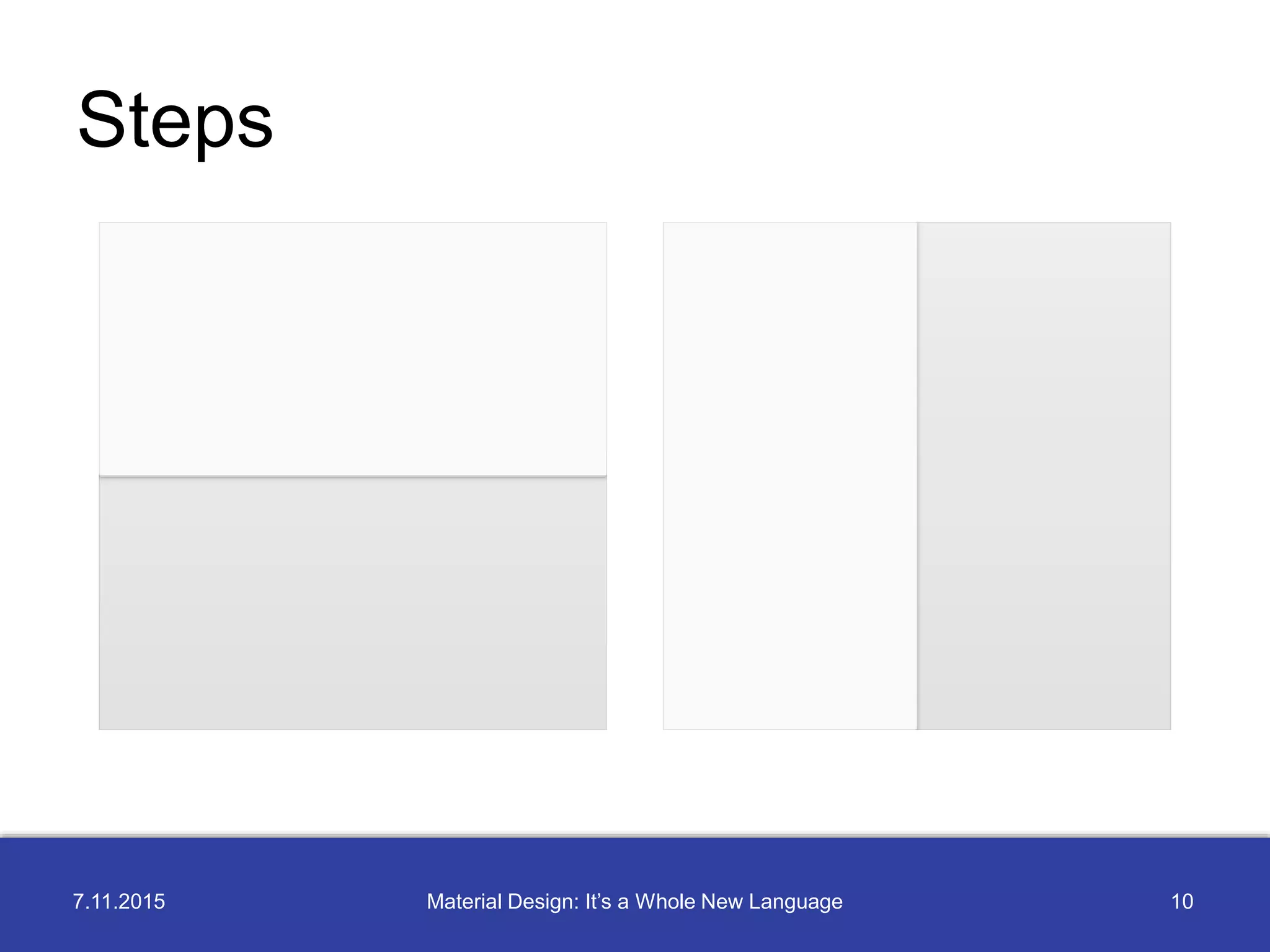 7.11.2015 10Material Design: It’s a Whole New Language
Steps
 