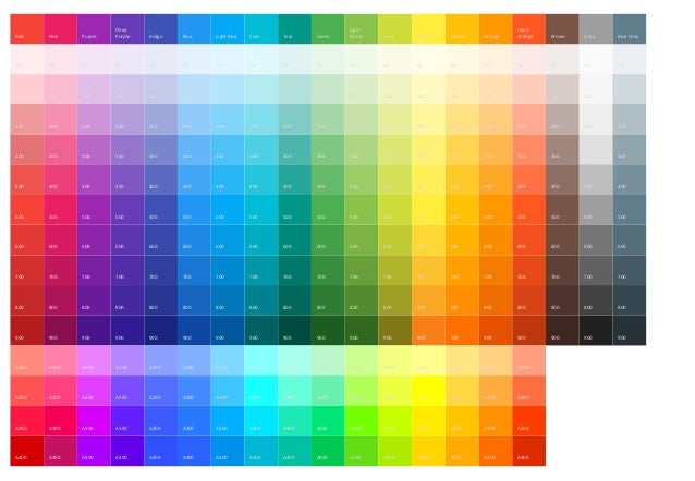 Material Design Color Chart