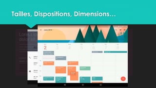 Tailles, Dispositions, Dimensions…