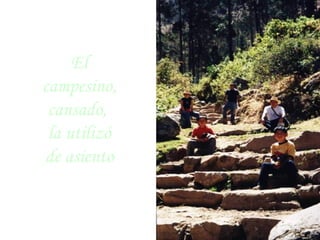 El campesino, cansado,  la utilizó de asiento 