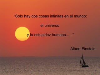 “ Solo hay dos cosas infinitas en el mundo: el universo  y la estupidez humana......“ Albert Einstein 