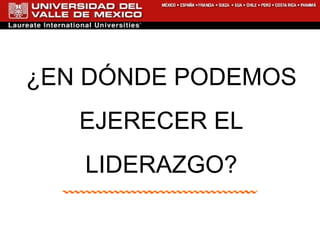 ¿EN DÓNDE PODEMOS EJERECER EL  LIDERAZGO? 