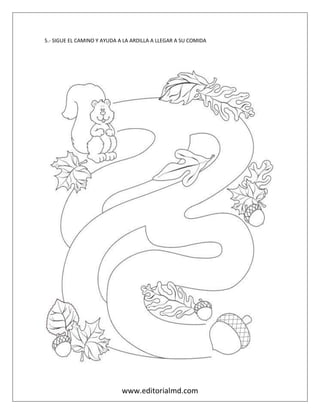 www.editorialmd.com
5.- SIGUE EL CAMINO Y AYUDA A LA ARDILLA A LLEGAR A SU COMIDA
 
