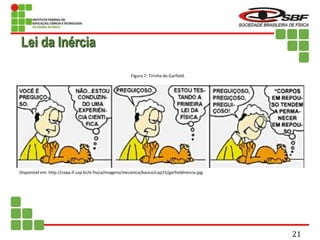 Lei da Inércia
Disponível em: http://cepa.if.usp.br/e-fisica/imagens/mecanica/basico/cap15/garfieldinercia.jpg
Figura 7: Tirinha do Garfield.
21
 