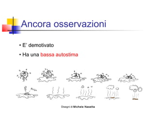 Ancora osservazioni
• E’ demotivato
• Ha una bassa autostima
Disegni di Michele Nasetta
 