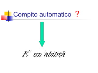 Compito automatico ?
E’ un’abilità
 