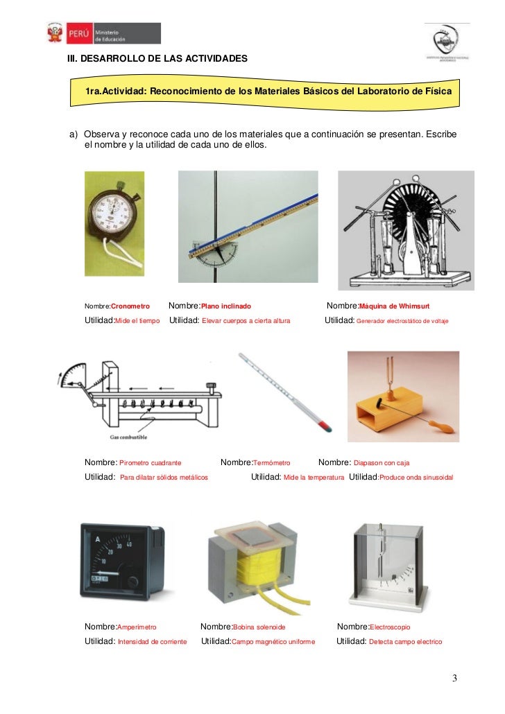 Materiales de laboratorio de fisica
