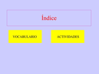 Índice VOCABULARIO ACTIVIDADES 