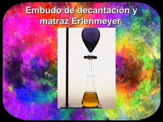 Embudo de decantación y
  matraz Erlenmeyer
 