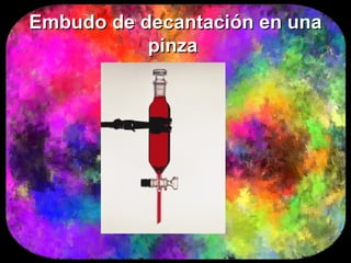 Embudo de decantación en una
           pinza
 