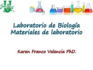 Laboratorio de Biología
Materiales de laboratorio
Karen Franco Valencia PhD.
 