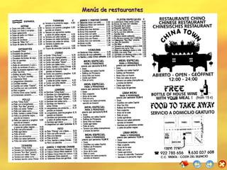 Menús de restaurantes  