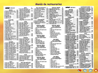 Menús de restaurantes  