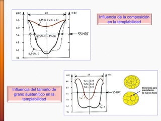 Influencia de la composición
                                en la templabilidad




Influencia del tamaño de
 grano austenítico en la
      templabilidad
                                                          13
 