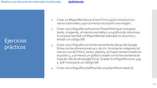 @alfredovelaDiseño y uso docente de materiales multimedia
Ejercicios
prácticos
1. Crear un Mapa Mental con ExamTime (15/20...