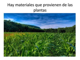 Hay materiales que provienen de las
plantas