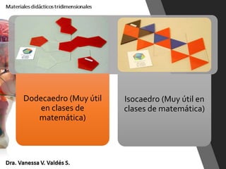 Dodecaedro (Muy útil
en clases de
matemática)
Isocaedro (Muy útil en
clases de matemática)
 
