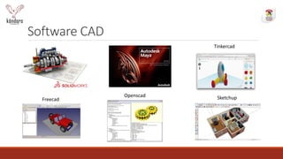 Software CAD
Tinkercad
Freecad
Openscad Sketchup
 