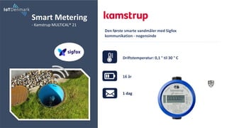 Smart Metering
- Kamstrup MULTICAL® 21
Den første smarte vandmåler med Sigfox
kommunikation - nogensinde
16 år
Driftstemperatur: 0,1 ° til 30 ° C
1 dag
 