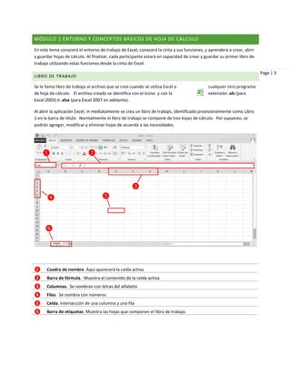 Page | 3
MÓDULO 1 ENTORNO Y CONCEPTOS BÁSICOS DE HOJA DE CÁLCULO
En este tema conocerá el entorno de trabajo de Excel, con...