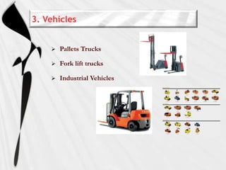 3. Vehicles


Pallets Trucks



Fork lift trucks



Industrial Vehicles

 