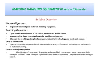 Material handling equipment presentation | PPTX