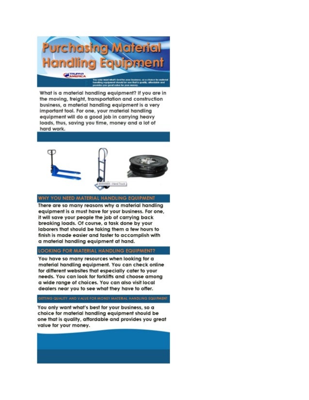 Purchasing Material handling equipment
