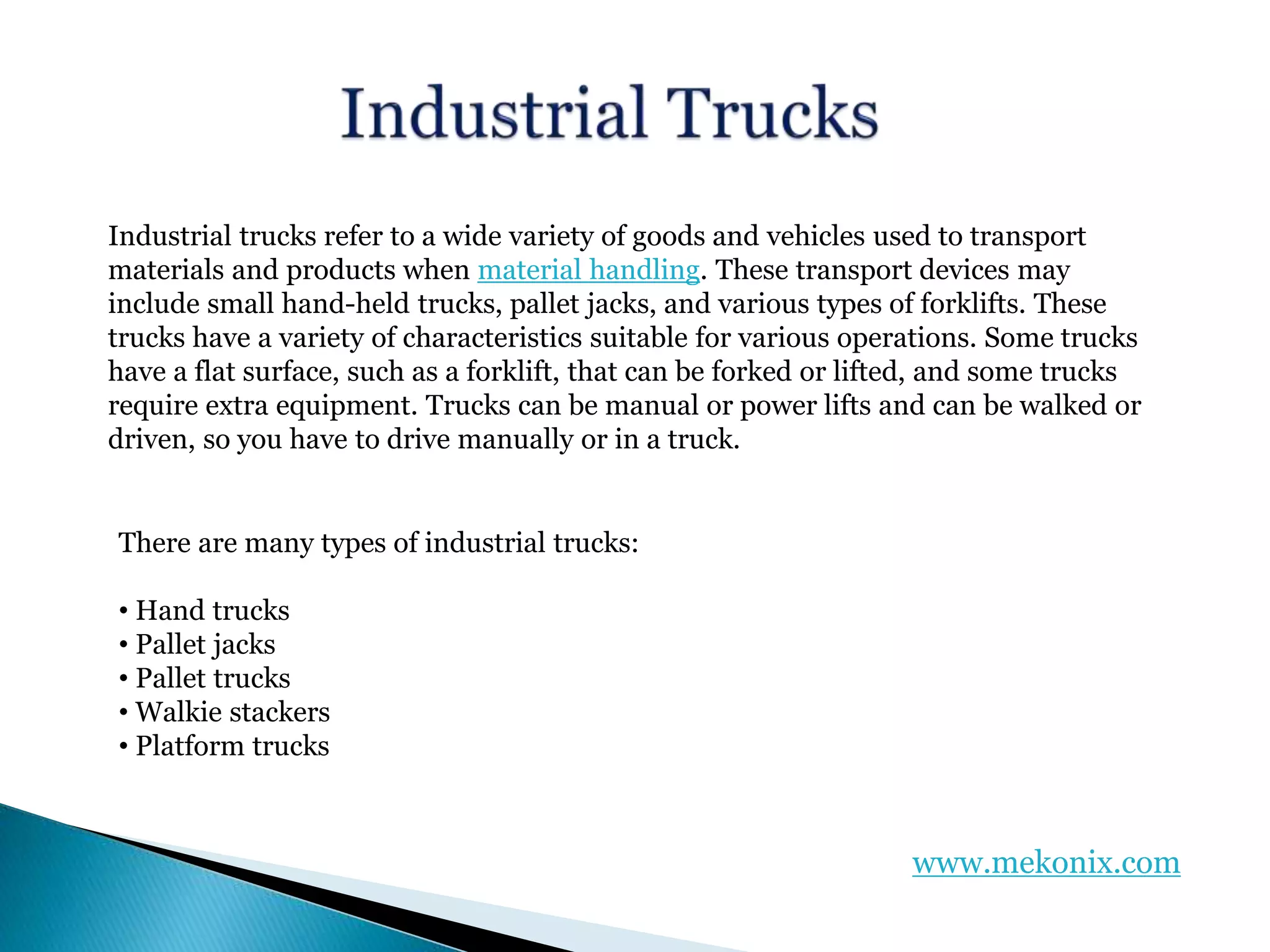 Types of Material Handling Equipment PPT