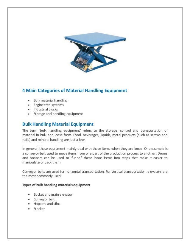What Are The Different Types Of Material Handling Equipment?