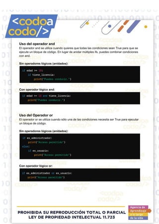 Estructuras de control en Python - Imprimible | PDF