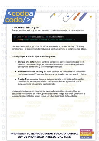 Estructuras de control en Python - Imprimible | PDF
