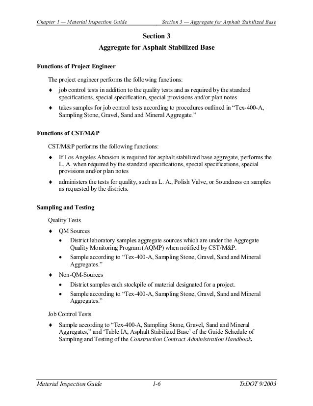 Material inspection guide